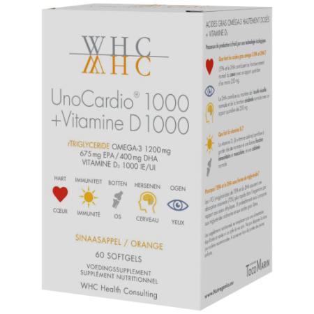 WHC UnoCardio Omega 3 1000 + Vitamine D 1000 Softgels 60