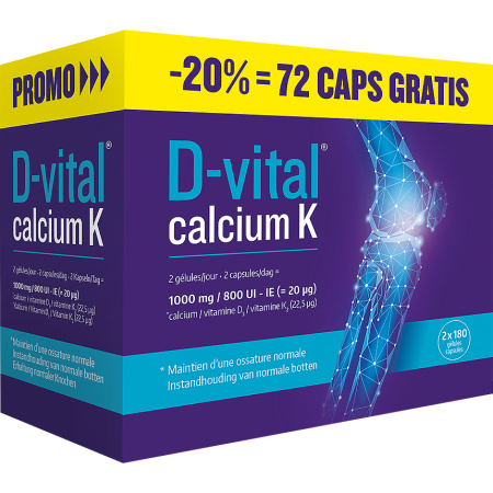 Will-Pharma D-Vital Calcium K Vitamine D3 K2 Promopack 288+72 Gratis Capsules