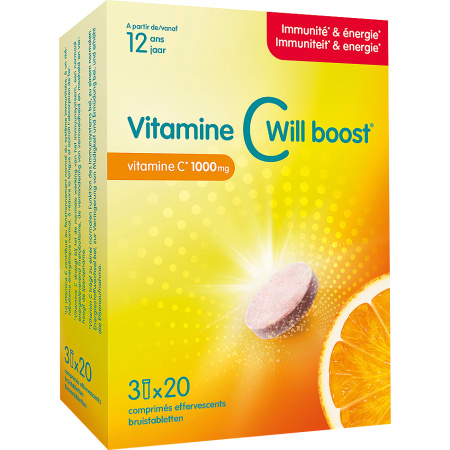 Will-Pharma Vitamine C Will Boost 1000mg Immuniteit & Energie 60 Bruistabletten