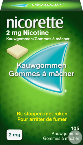 Nicorette Classic Kauwgom 2mg Nicotine Bij Stoppen Met Roken 105 Stuks ...